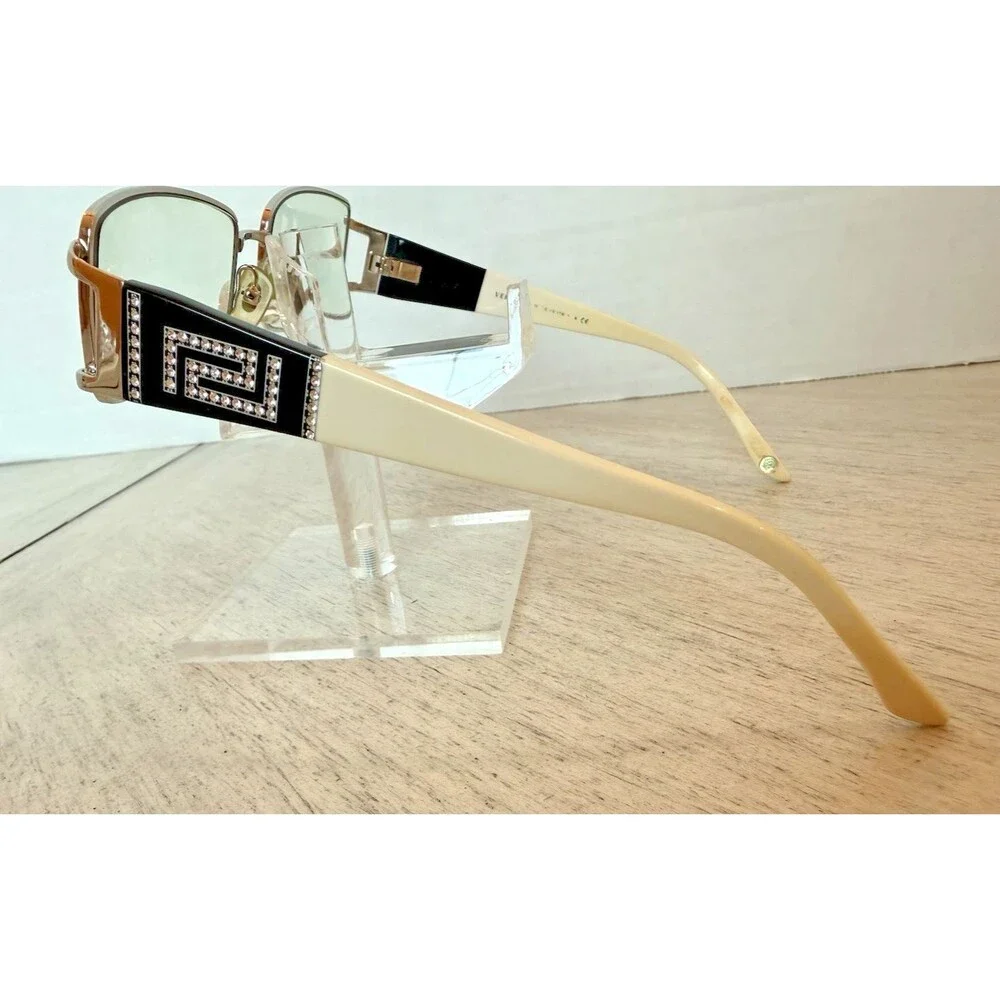 Versace 1163-B Rectangular Crystal Embellished Greek Key Temple Frames 52-16